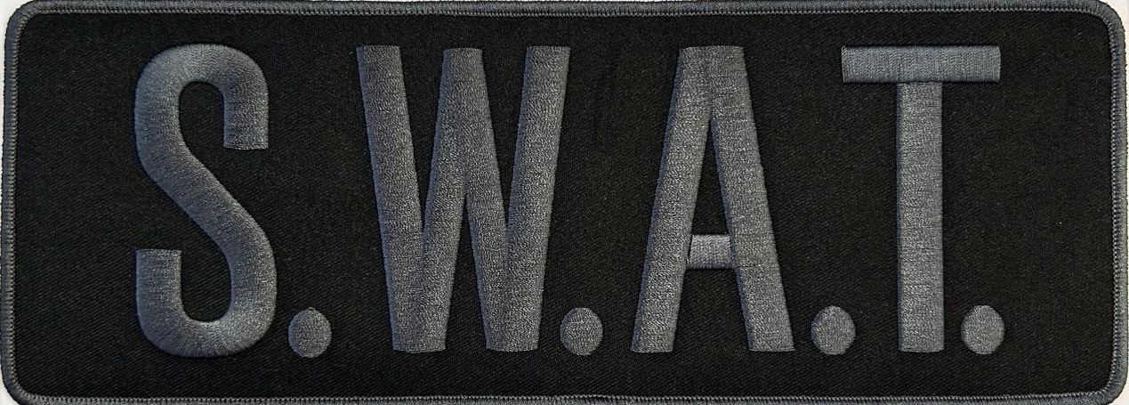 S.W.A.T. ID PATCH - 4"W X 2"T - GREY ON BLACK - VELCRO.